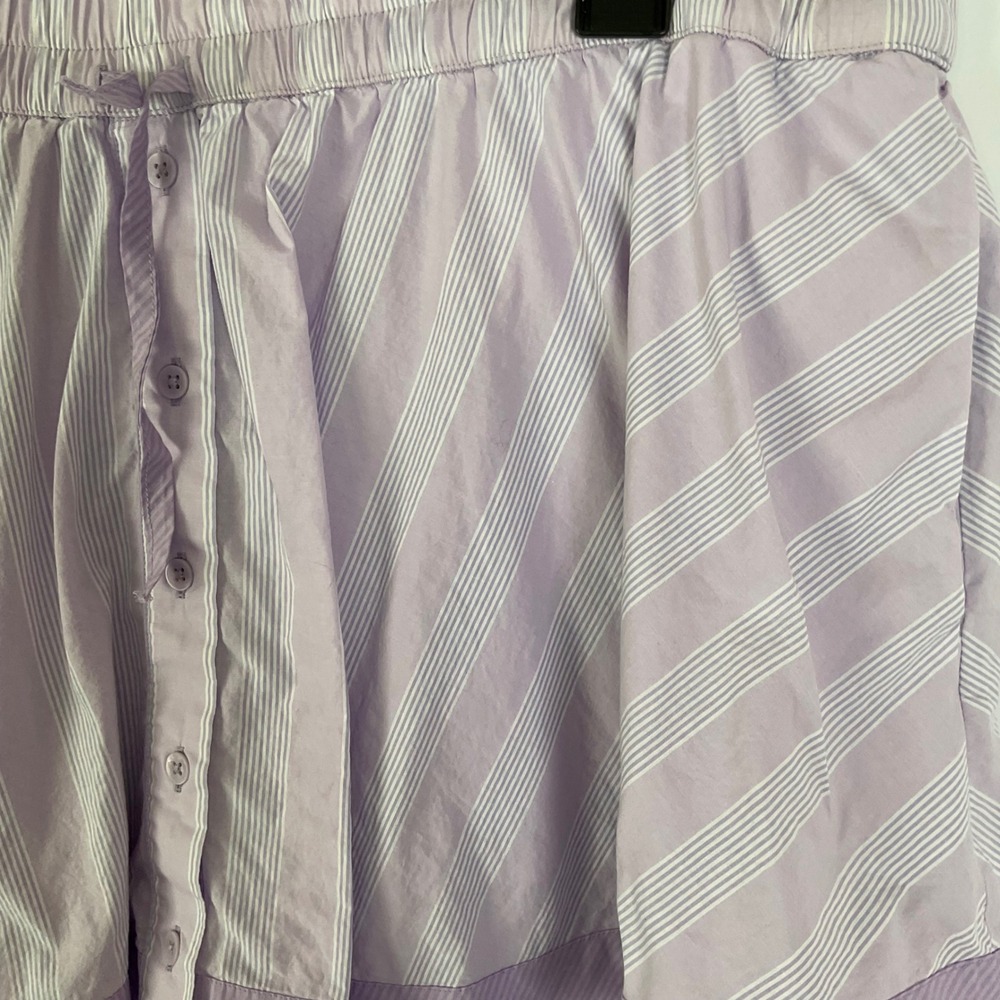 Aerie Lavender White Striped Button Front Skort XL Mini Elastic Waist Cotton - Picture 8 of 10